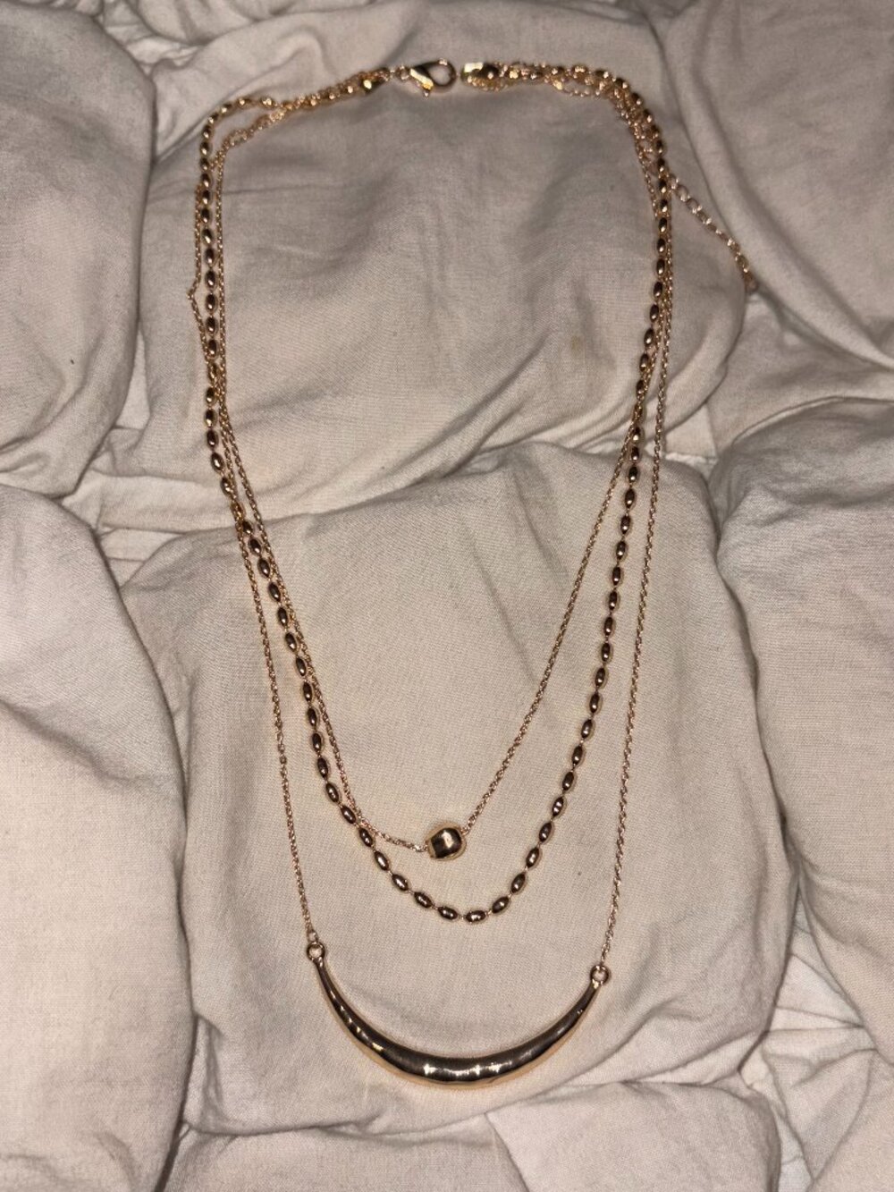 Free People Boho Celestial Layered Charm Necklace – Gold & Merlot